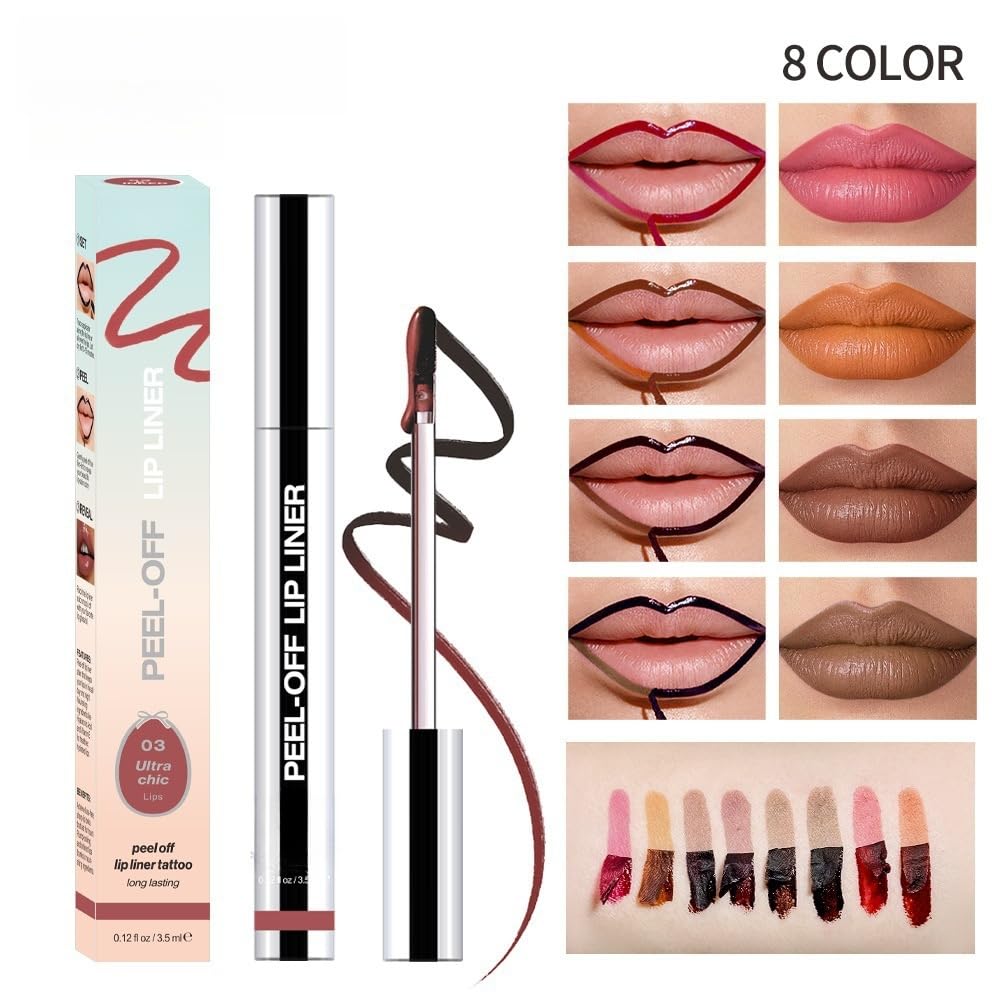Longwear Peel-off Lip Stain Marker Peel Off with Vitamin E - Smudge-Resistant Lip Liner & Base for All Skin Types (02#)