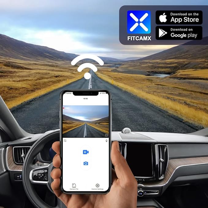 Fitcamx 4K Dash Cam Suitable for Volvo V90 XC60 S90 2022-2026 B5 B6 T8 (Model B), OEM Factory Look, 2160P UHD Video, Built-in WiFi & APP, Loop Recording, G-Sensor, Easy to Install, 64GB Card