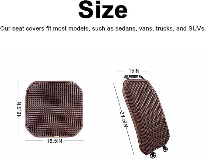 Cooling&Breathable 3D Air Mesh Car Seat Cushion for Summer, Universal Ventilated Comfortable Seat Pad, Suitable for Sedans,Vans,Pickup,Trucks,Suvs (Brown-1PcsBackCushion+1PcsSeatPad)