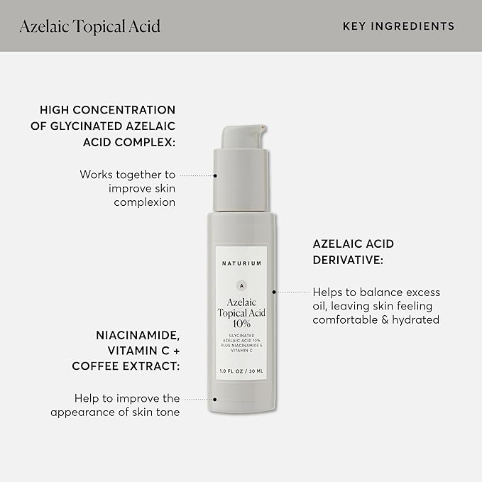 Naturium Azelaic Topical Acid 10%, Face & Skin Care Beauty Treatment with Niacinamide & Vitamin C, 1 oz