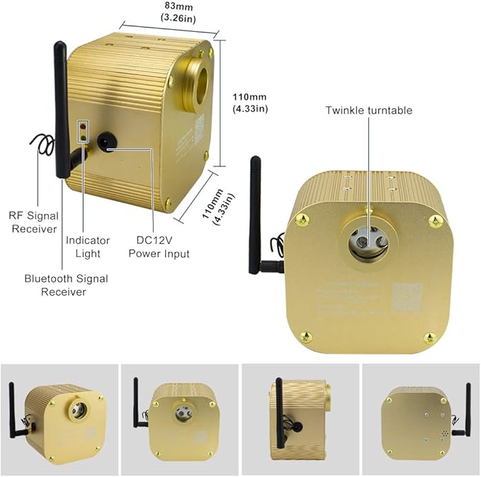 AMKI Twinkle 16w Fiber Optic Star Ceiling Light kit, 450pcs 0.03in 9.8ft Strands Starlight Headliner kit for Car Home Ceiling Decor Sound Activated Bluetooth/APP Remote Control RGBW Light Engine