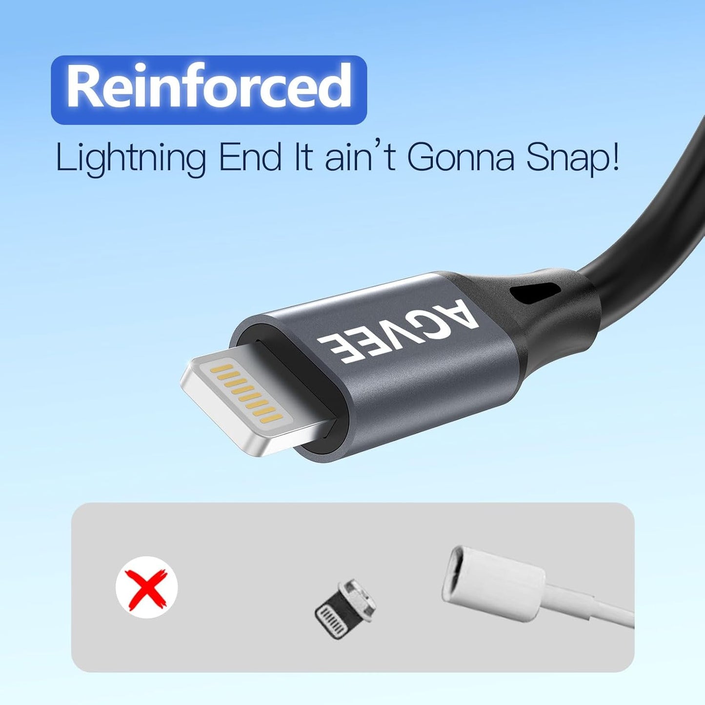 AGVEE 5ft Coiled Short USB to Lightning Charging Cable [MFI Certified] 3A Fast Charger Cord in Car for iPhone 14/13/12/11/XS/8/7/6/5 CarPlay, iPad, iPod, Dark Gray