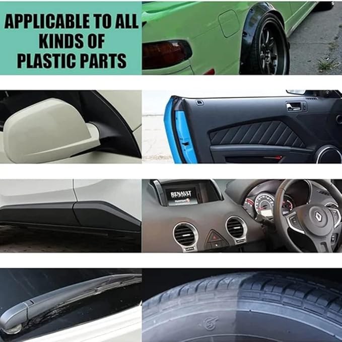 RJDJ Plastic Restorer for Cars, Trim & Exterior – Plastic Revitalizing Coating Agent, Restores Faded Plastic, UV Protection, Car Shine Refurbishing Solution (50ml-4pcs)