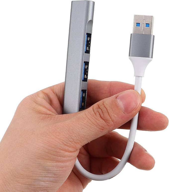 USB Multiport Hub Splitter with 4 USB Ports for Laptop and Car Use in Space Gray with Packaging Box for Multiple Devices