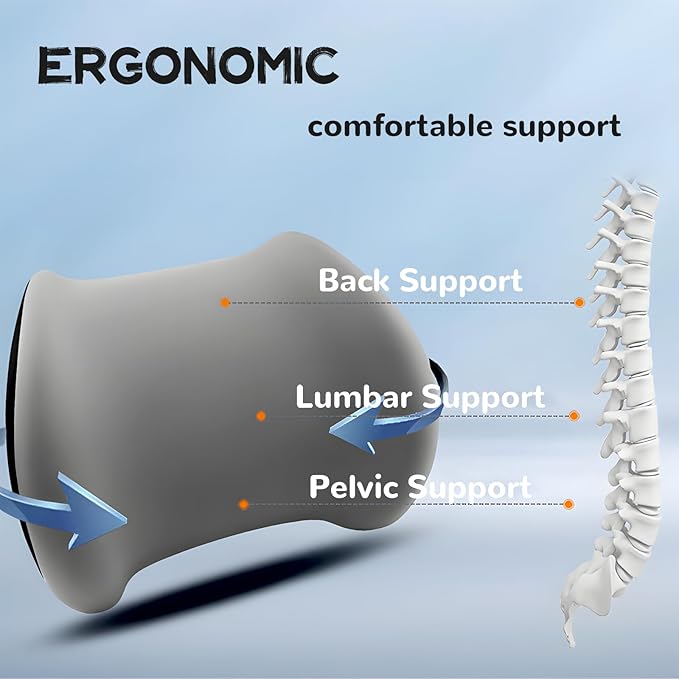 Car Headrest & Lumbar Support Cushion, Car Headrest and Lumbar Support, Ergonomic Car Seat Headrest & Lumbar Cushion, Car Head Rest and Lumbar Pillow Set for Neck Back Pain Relief (Black)