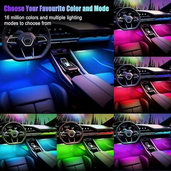 Smart Car LED Lights, 72 LEDs Car Interior Lights RGB with APP Remote Control,Multicolor Footwell Under Dash Inside Light Kits Music Sync Mode, for Vehicle Internal, SUV, Trucks