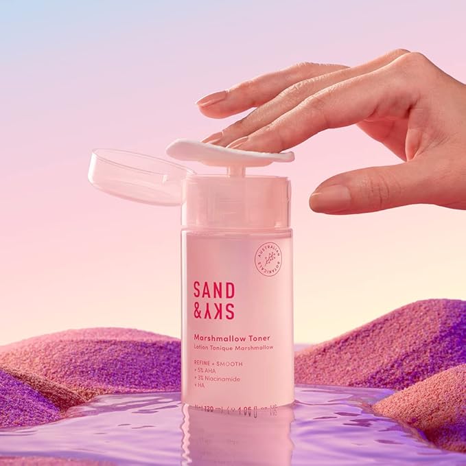 Sand & Sky Australian Essentials Brightening Toner with Niacinamide & Glycolic Acid - Marshmallow Extract Essence, Exfoliates & Strengthens Skin, 4.2 fl oz
