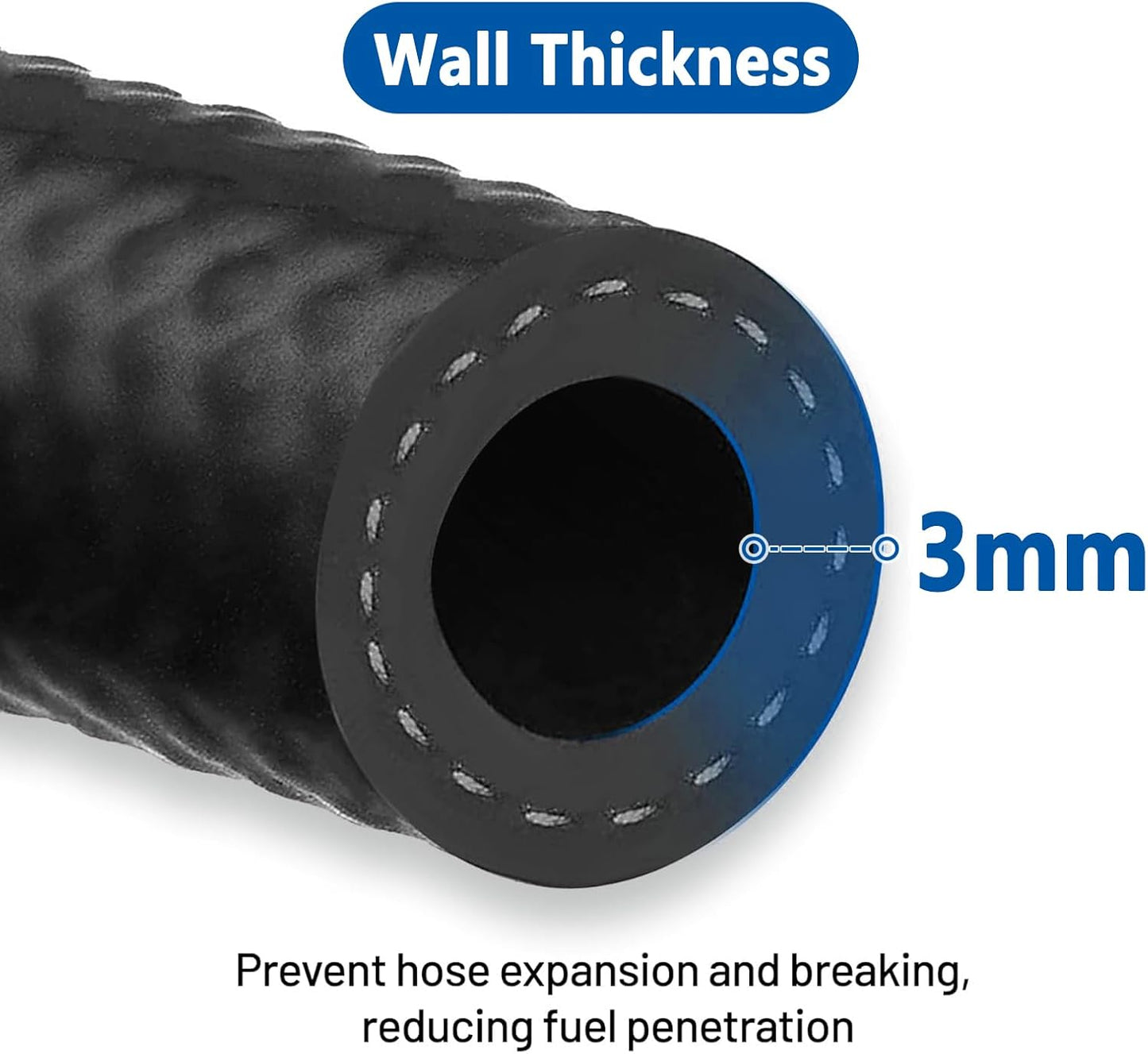 LokoCar Rubber Fuel Hose Line Push Lock 3/8" ID SAE 30R7 NBR 25ft 300PSI Black
