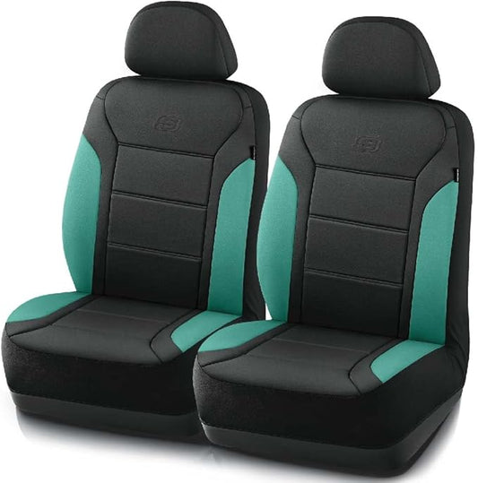 Skechers Memory Foam Car Seat Covers, Lycra Fabric Seat Covers Thick Memory Foam, Front Car Seat Protector, Airbag Compatible, Automotive Comfort Protection for Most Cars,Trucks, SUVs,Green