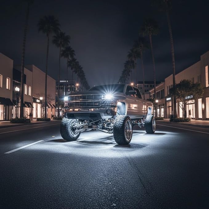 YONEDA 16 Pods White Rock Lights 6000K Pure White LED Underglow Lights IP68 Waterproof for Trucks SUV UTV ATV RZR Car Boats Motorcycle with 39.37ft Extension Wire