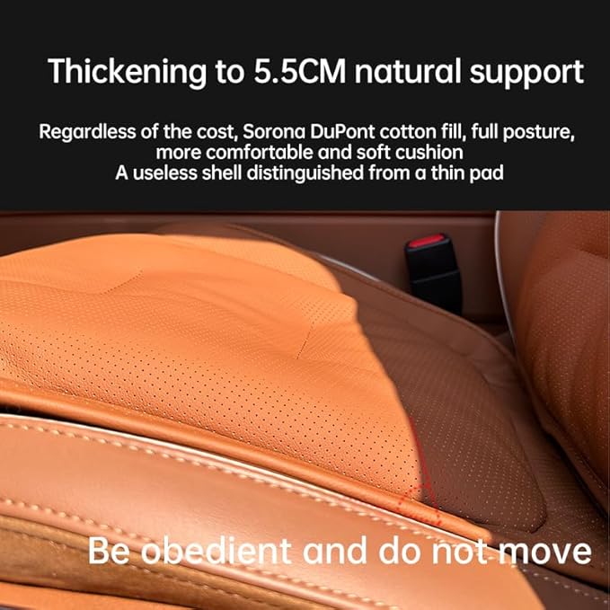 Car Car SUV's Wagon Universal Genuine Leather Seat Cushion Lumbar Back Top Layer Cow Leather Front and Back Cushion Plus Padded Comfort (White Smoke, Seat)