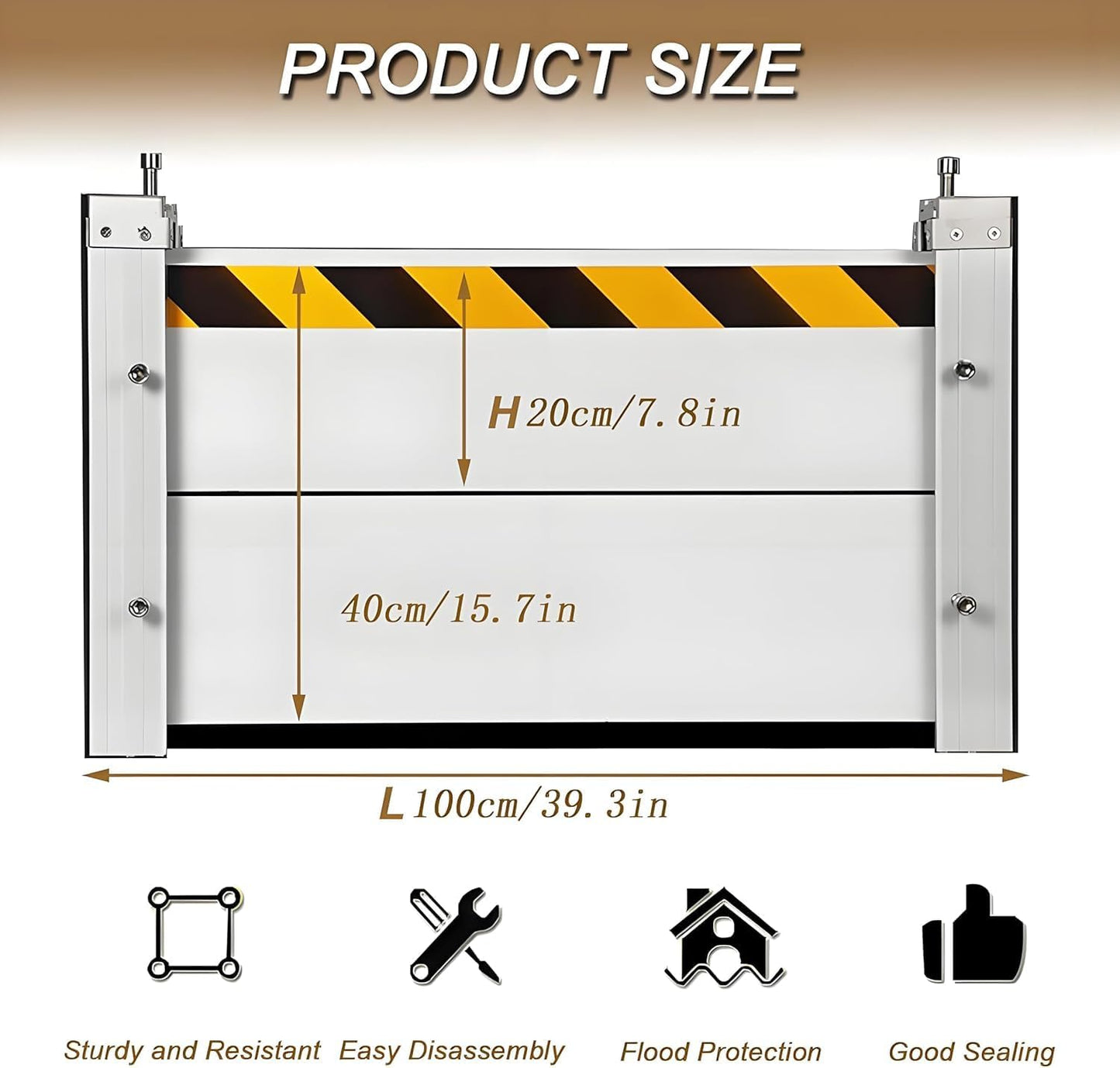 Flood Barriers for Home Exterior - Aluminum Alloy Outdoor Easy Flood Barrier Garage Doors Water Barriers for Flooding,H39.4 Inch/L4.5FT
