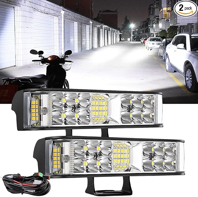Samman ADTOPI 6 inch Led Light Bar with Wiring Harness Kit, LED Pods Flood Spot Combo Beam Driving Work Fog Light Off Road Super Bright Waterproof for UTV Truck Sand Rail ATV SUV Chevy