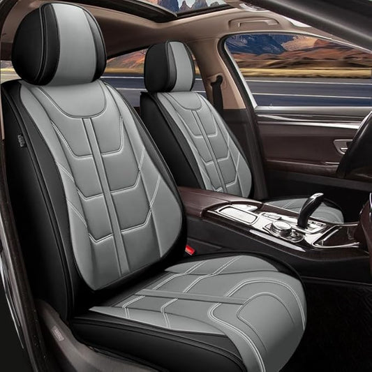 TTX LIGHTING Car Seat Covers fit for Kia Optima 2002-2020 Front Seat: Premium Leather Automotive Seat Cover with Airbag Compatible Waterproof (2 Seats, Black & Gray)