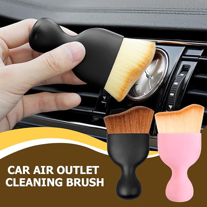 Blilo Car Interior Detailing Brush with Dust Cover, Auto Soft Hair Cleaning Brushes, Scratch Free Curved Dirt Collectors, for Vehicle Dashboard Air Conditioner Vents Leather(Red/Blue)