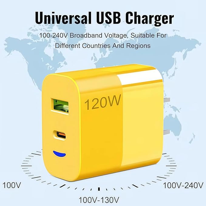 2026 New 120w Type C/USB A Dual Ports Adapter, C Chargers Fast Charging 10 Foot, Fast Phone Charger, Mechanical Style Multi-Function Cable, for Gaming Office Travel (1pcs)
