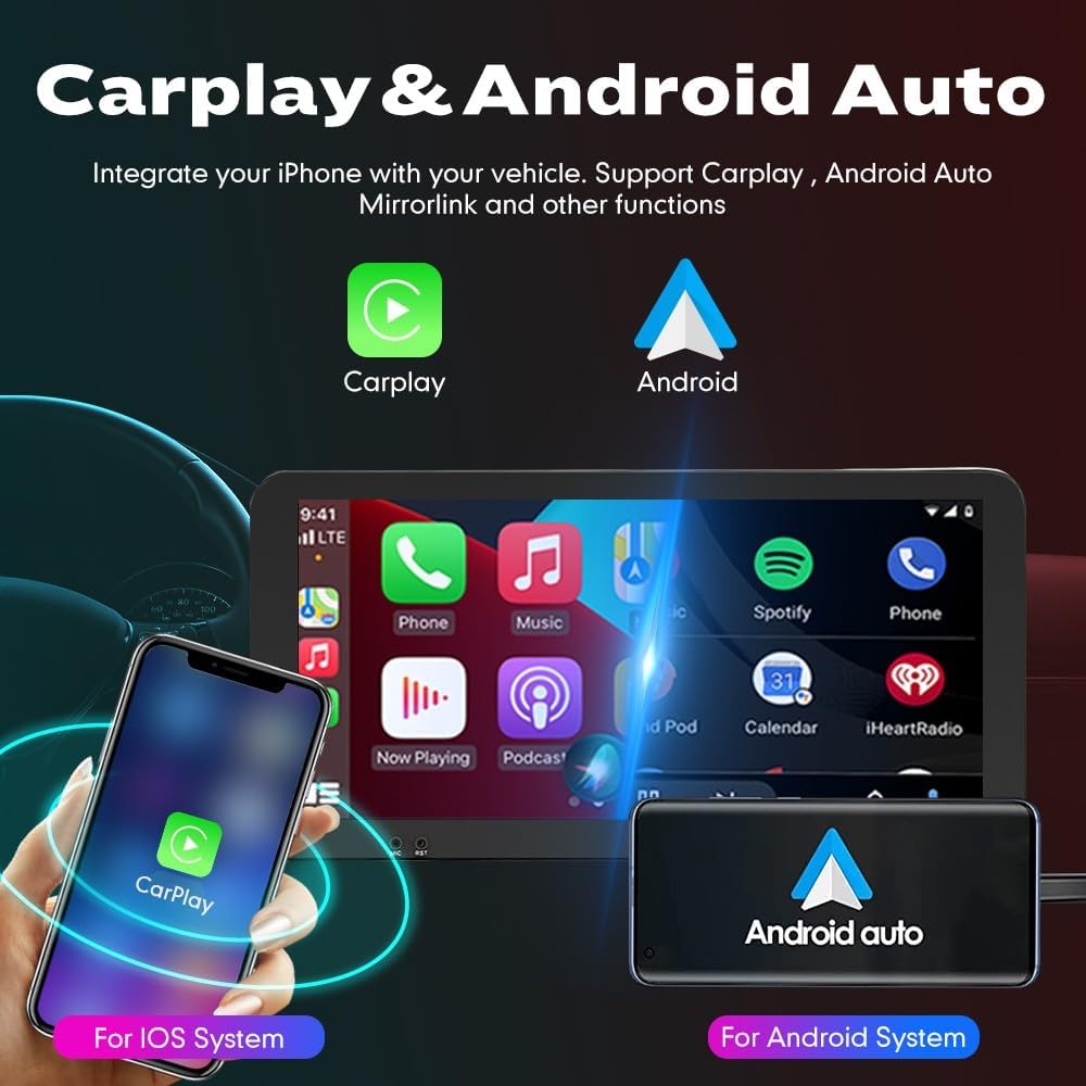 Kunfine Car CarPlay Android Auto Navigation Stereo GPS Radio Camera Display 10.33" QLED Touchscreen Headunit Tablet Media Player for Peugeot 301 2013-2022, if Applicable Quad Core 1G+32G Matte Black