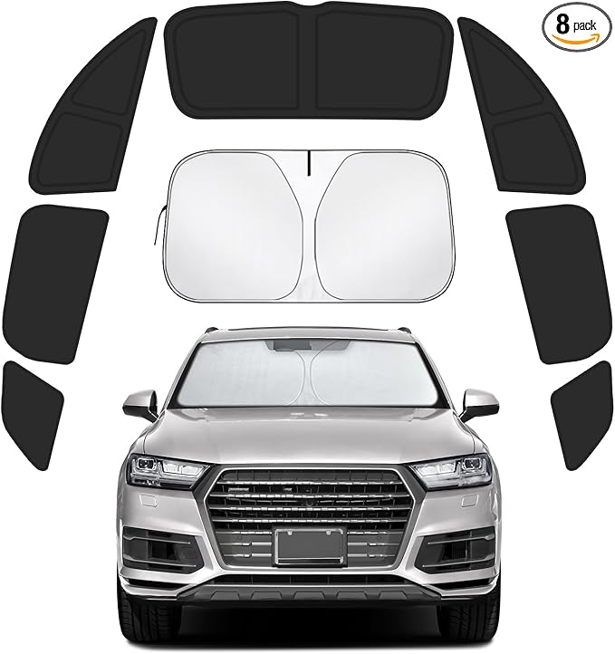 Car Window Shades Intended for Audi Q7 2016-2019, Privacy Window Covers 8PCS for Side, Rear & Windshield, Car Shield Sunshade for Privacy Protection, Heat Blocking, Camping and Parking