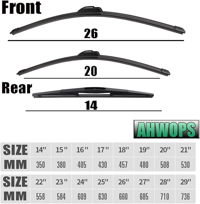 3 Wiper Front and Rear Wiper Blades for Acura MDX 2014-2020, OE Original Style (26″/20″ Front/14″ Rear) For My Car