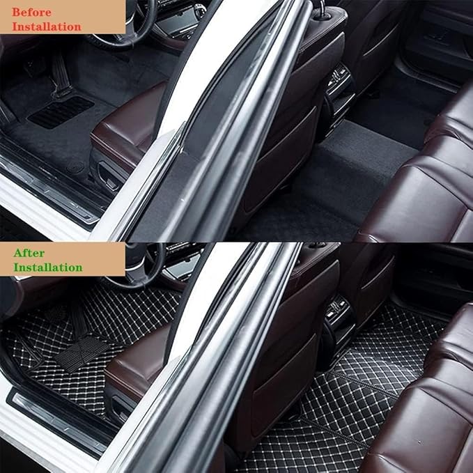 Custom Making Car Floor Mats Protection Pads for 99% Sedan/Coupe/Hatchback/SUV/Pickup Men Women Car Floor Mats Coverage Pads Anti-Slip Leather Floor Lining (Blue+Black Beige)