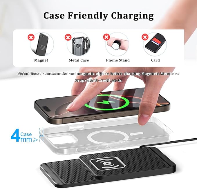 Wireless Charging Pad for Car for Mazda CX-50 2023-2026, 20W Fast Wireless Car Charger Pad Type-C/USB Non-Slip Phone Charging Mat,A 30cm Cable Type-C Plug