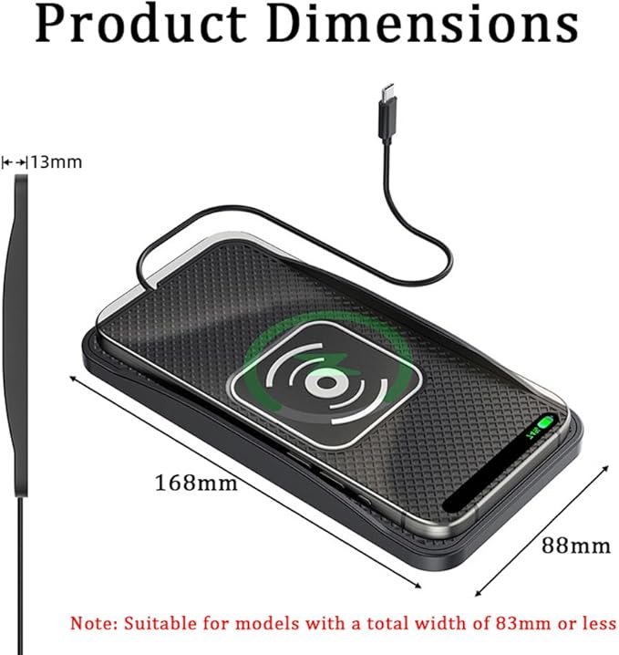 Wireless Car Charger Pad for Jeep Gladiator 2021-2026, Type-C/USB 20W Car Wireless Charger Non-Slip Phone Charging Pad Car Accessories,A 30cm Cable Type-C Plug
