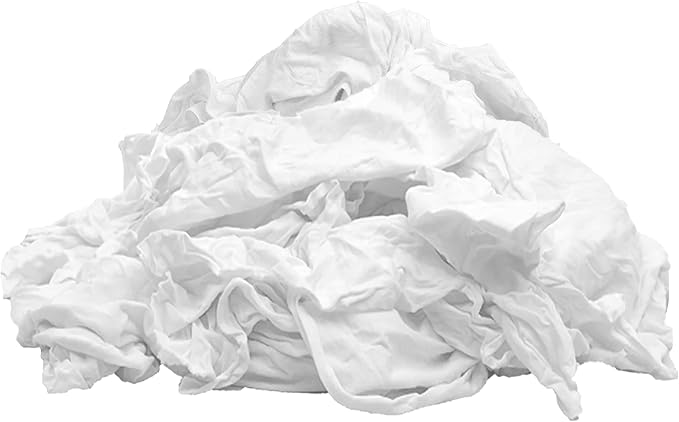 Premium New White Cotton Knit T-Shirt Rags (10 lbs. Box of Rags) - Lint-Free, Soft & Absorbent Cleaning Cloths for Auto, Paint, Garage, Staining & Polishing