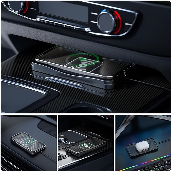 Wireless Car Charger Pad for Toyota RAV4 2000-2025, Type-C/USB 20W Car Wireless Charger Non-Slip Phone Charging Pad Car Accessories,A 30cm Cable Type-C Plug