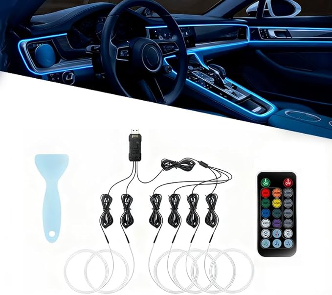 Car LED Strip Light for VW Polo 2010–2025, 6 in 1 Car Ambient Lighting Kits, Interior Interior Light Sync to Music, Auto Decorations Interior Accessories, 8M