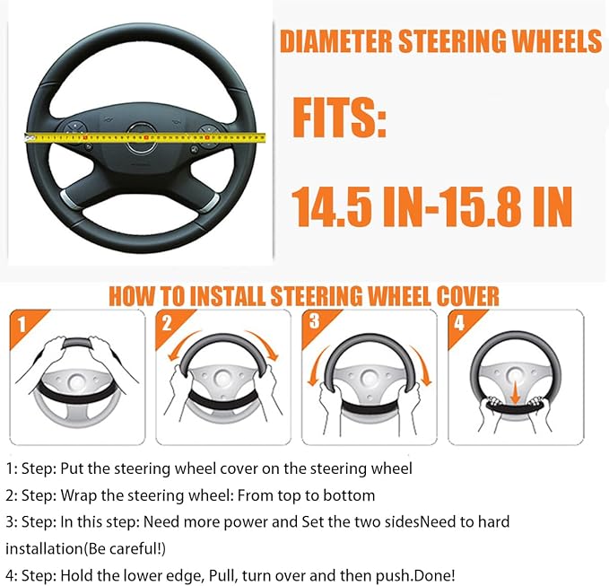 Car Steering Wheel Cover, Anti-Slip Leather Breathable Comfortable Automotive Steering Wheel Cover Protector Decoration for Men and Women, 15 Inch Universal for SUV, Truck, RV（Purple）