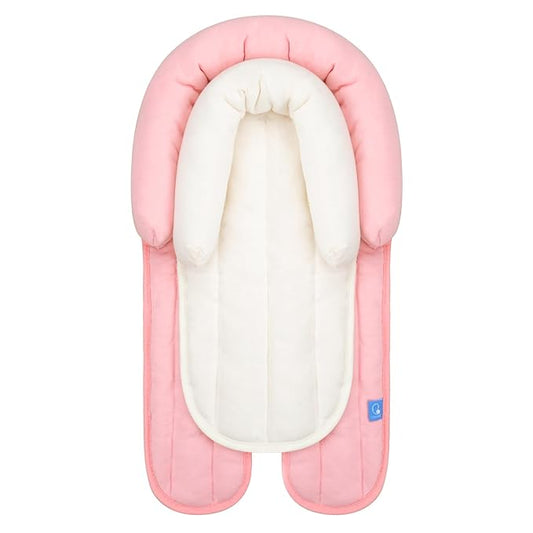 COOLBEBE Upgraded 2-in-1 Babybody Supports for Newborn Infant - Extra Soft Breathable Car Seat Insert Cushion Pad, Perfect for Carseat, Stroller, Swing, Bouncer, Pink