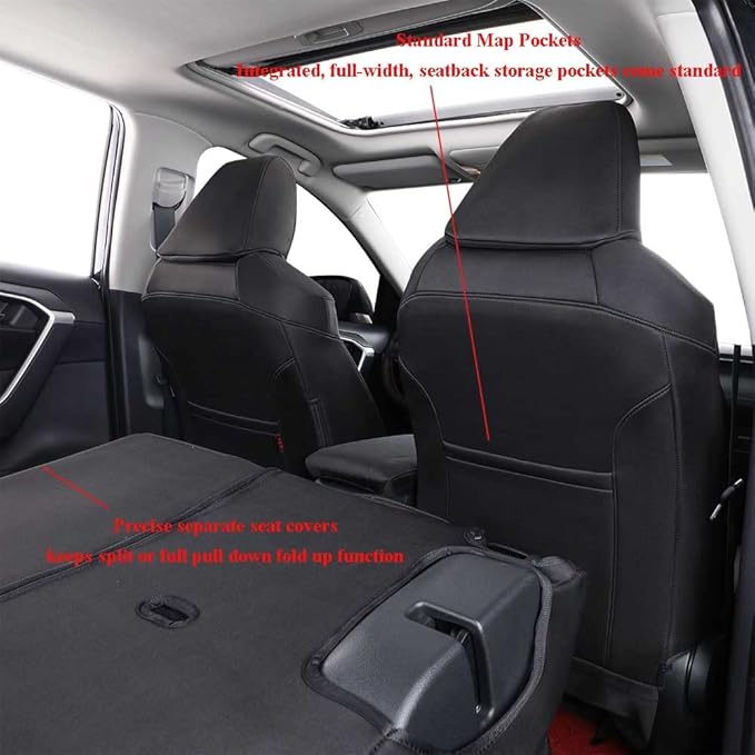 EKR Rav4 Seat Covers Custom Fit for Toyota Rav4(Gasoline) 2019 2020 2021 2022 2023 2024 2025 LE,XLE,XLE Premium,Limited,Car Seat Cover Full Set for SUV,Neoprene(Black)