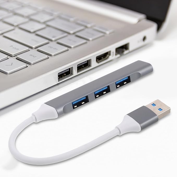 USB Hub Multi-Port Splitter for Laptop and Desktop USB Port Expander with Cable for Car and Gaming Devices Space Gray with Packaging Box