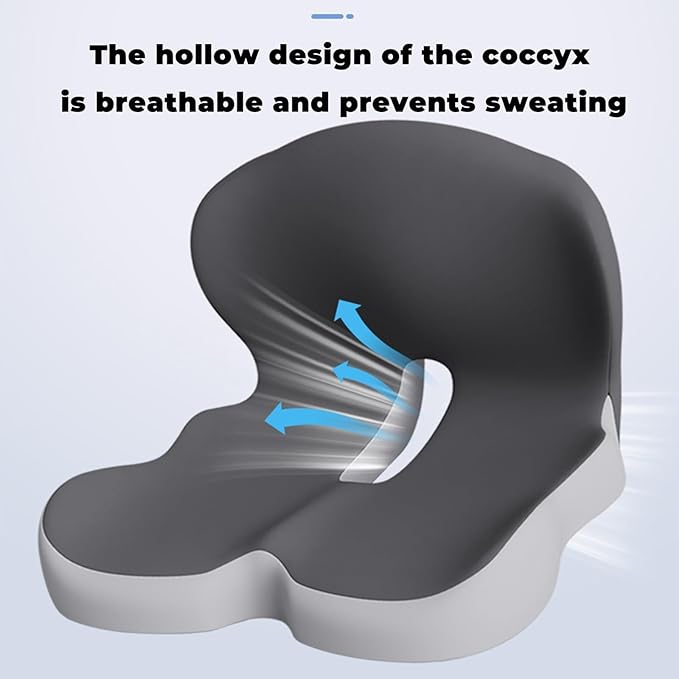 Back and Seat Cushion, Soothe+Cushion,Car Seats with Lumbar Support,Memory Foam Non Slip Skin with Back Support for Office Chair, Car (Gray)