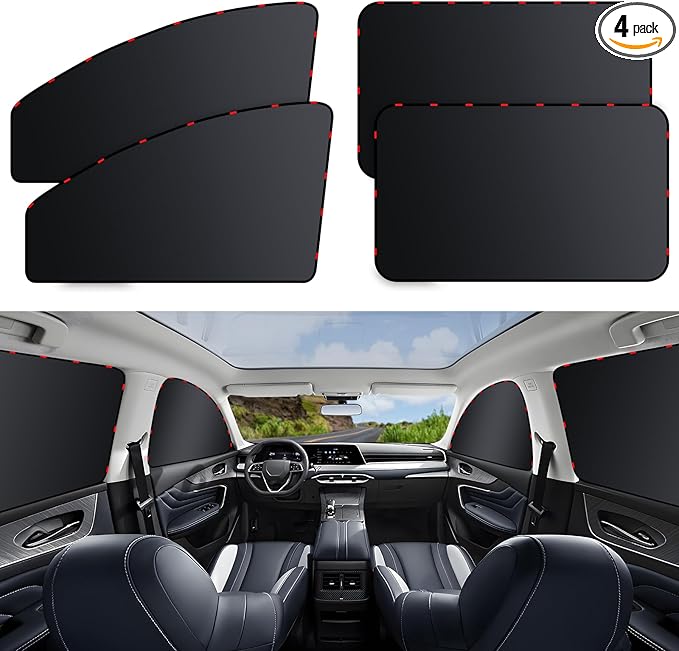ZATOOTO 4 Pack Car Privacy Curtains, Full Blackout Car Window Shades, Universal Fit for Most Cars, Great for Travel, Camp, Privacy