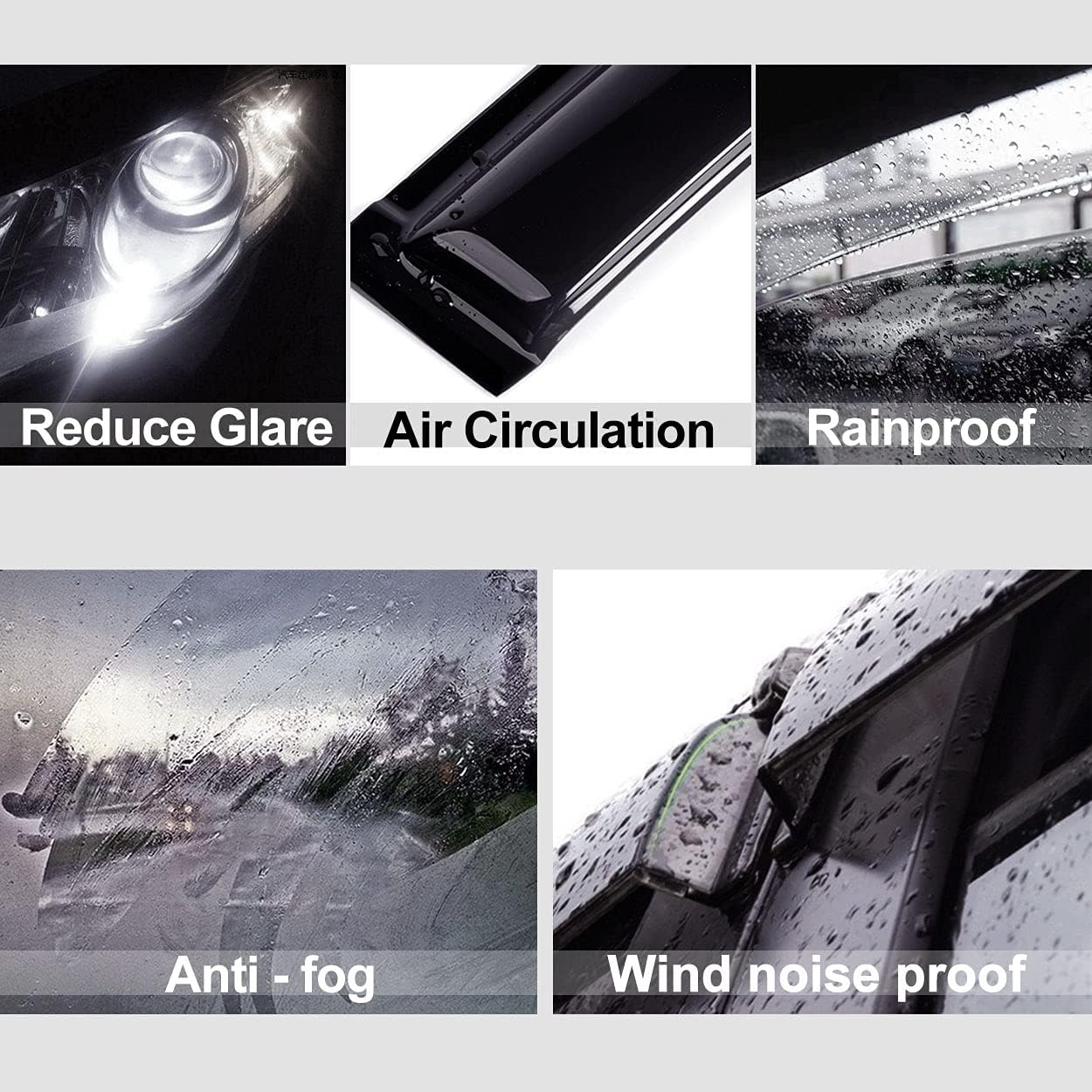 4pcs Side Wind Deflector,Out-Channel Tape On Sun Rain Guards, Dark Smoke Nice Looking Window Visor fit for 2005-2012 Nissan Pathfinder 94512