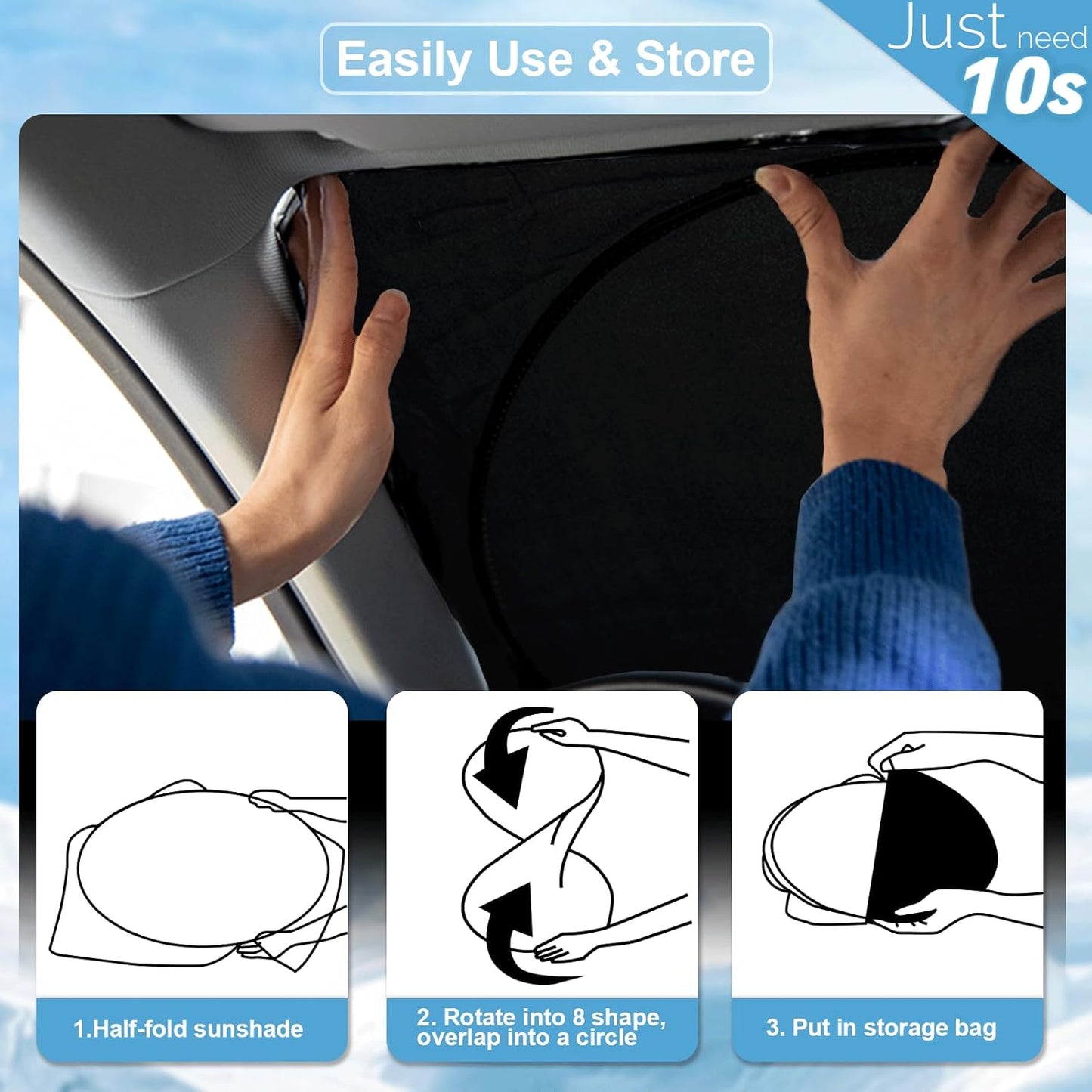 Sun Shade Sunshade Custom Fit for 2017-2020 Hyundai Elantra Accessories, Car Front Window Shield for Elantra Foldable 240T Silver Sun Visor Windshield Cover Blocks UV Rays Heat Keep Car Cooler