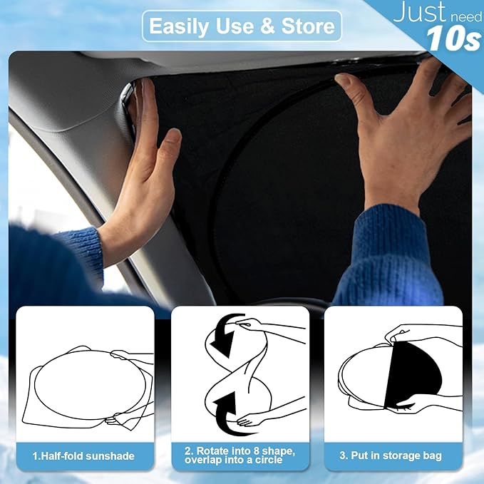Custom Fit Tucson Windshield Sunshade for Hyundai Tucson 2022-2026 Front Window Retractable Shades Cover for Windshield Sun Visor Protector 210T Reflector Blocks UV Rays Cooler Car Accessories