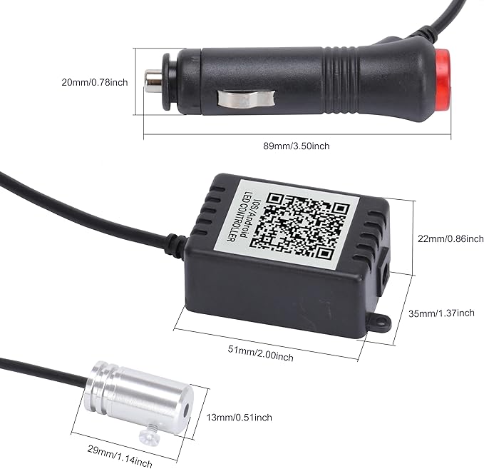 Car Ambient Lighting 64 Colors Multicoloured Music Optic Fiber Controller + APP Control Car DIY Decorative Atmosphere Lighting Kit DC 12V 1W 8m