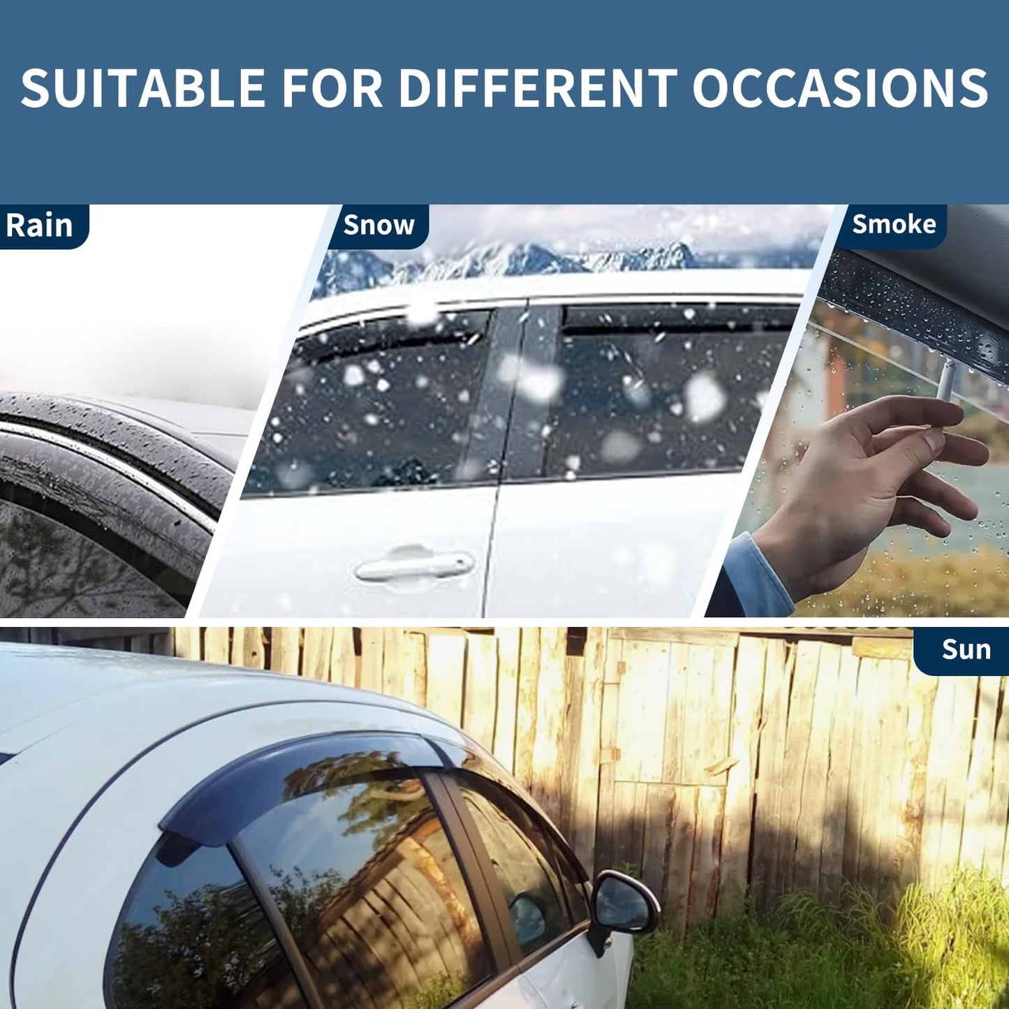 4PCS Rain Guards Window Visors Fits for Honda FIT (Jazz) 4-Door 2015-2020, Front & Rear Wind Deflector, Outside Mount Vent Shade Shield, 2016 2017 2018 2019 Exterior Car Accessories