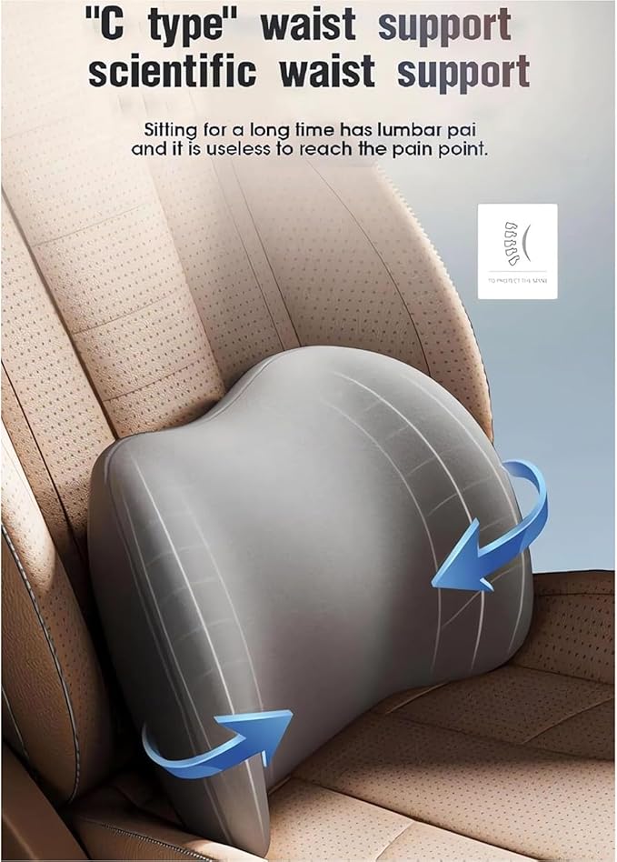 Car Headrest & Lumbar Support Cushion for Subaru Forester SK 5.Gen 2019-2022, Ergonomic Memory Foam Pillow Adjustable Strap Removable Cover Relieve Neck Back Pain Driving Seat, Pink