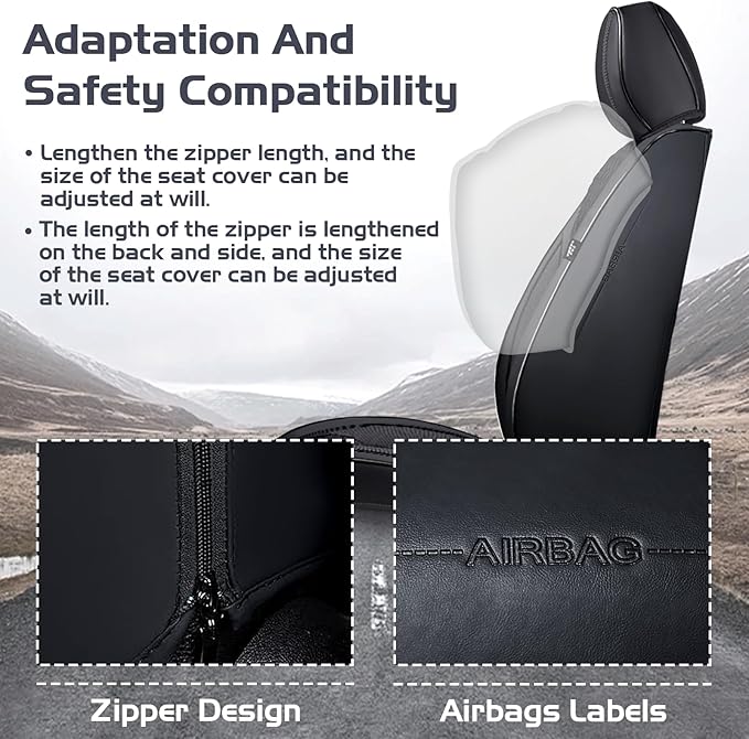 Truck Seat Covers for Ram 1500 2009-2026, Waterproof Premium Leather Full Coverage Car Seat Cover, Muscle Sport Style Auto Interior Seat Cover Sets (Full Set/Black)