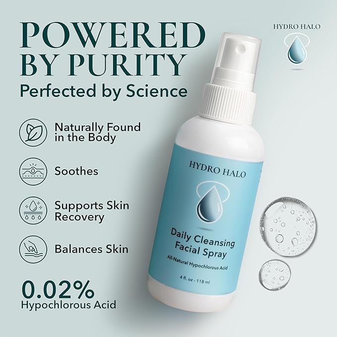0.02% Hypochlorous Acid Spray for Face & Skin 4oz – Hydrating Facial Mist, Calm & Soothe Irritation, Post-Workout, pH Balanced, No Alcohol, Daily Skin Care, Made in USA