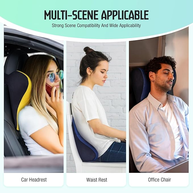 Car Neck Pillow for Driving Seat, Soft Memory Foam Headrest Pillow with Adjustable Strap and Removable Cover, Ergonomic Neck Support for Car, Office Chair, Gaming Chair – Green