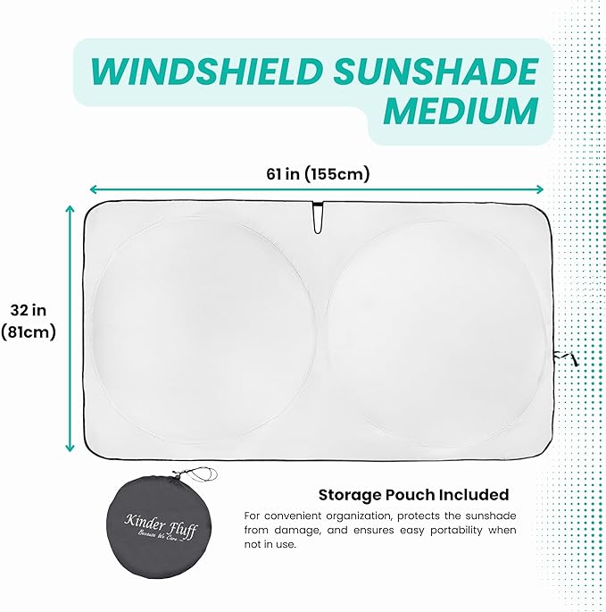Windshield Sun Shade -Certified 99.87% UVB & 99.02% UVA Car Sun Shade. Award Winning Sunshade - Patented Technology | Compatible for Audi Q5 (2018-2026) | Car Shades by Kinder Fluff