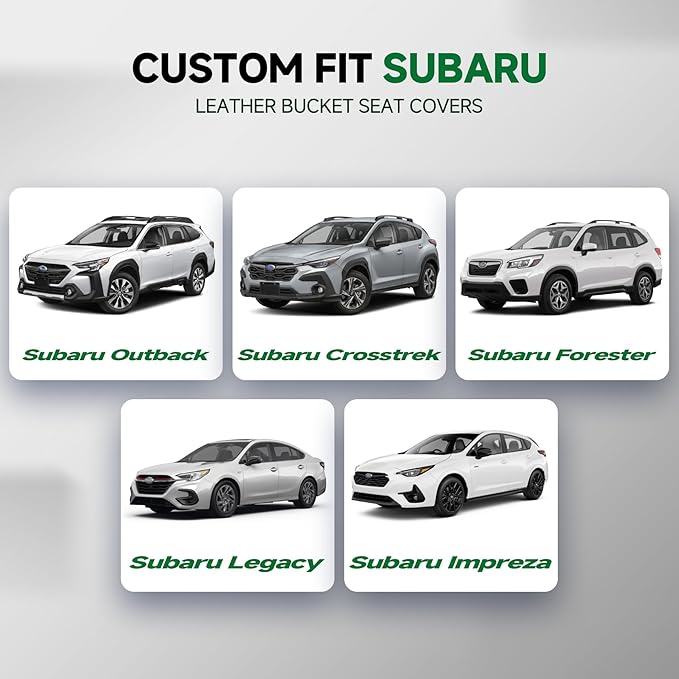 GIANT PANDA Front Seat Covers for Subaru Outback Forester Crosstrek Legacy Impreza, Faux Leather Bucket Seat Cover Fit Subaru Seat Protectors (Black & Gray) 2-Pack