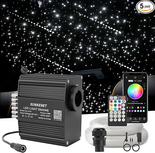 12W Twinkle&Meteor 2 in 1 RGBW Starlight Headliner Kit, 550pcs*0.03in*9.8ft+96pcs Shooting Star Lights for Car/Home Ceiling, Fiber Optic Lights with Bluetooth APP/Remote Control/Music Effect