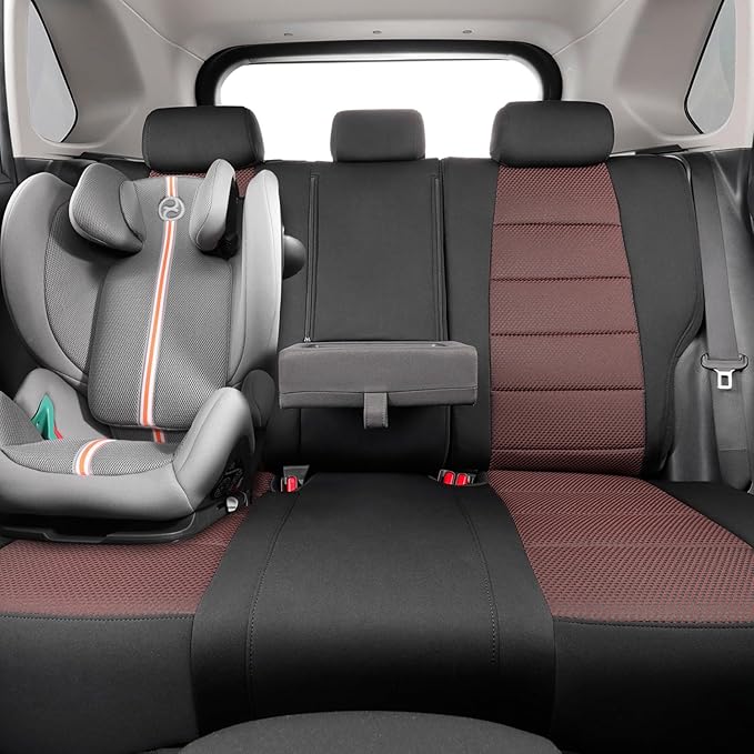 coverdream Rav4 Seat Covers Custom Fit for 2013-2018 Toyota Rav4 LE,Full Coverage Polyester Car Seat Protector(Full Set,Black & Wine)