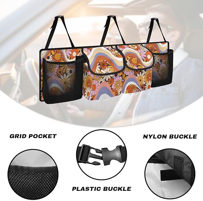 Floral Flowers Trunk Organizer Suv Collapsible Cargo Bag Sturdy Car Storage Organizer for Women SUV,Cars,Vans,Space Saving Expert