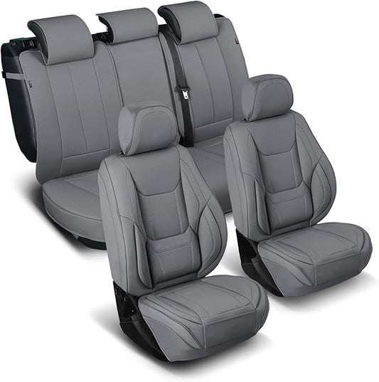 Coverland Custom Fit Car Seat Covers for Car Compatible with [Cadillac CT5, CT5-V, Ford LTD 4-Door] Premium Water Resistant Leather Non-Slip Interior Protector [Full Set Dark Gray - Size Chart X77]